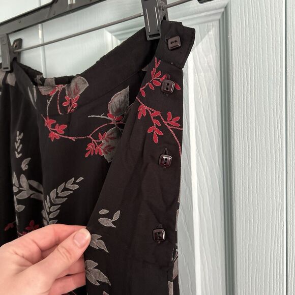 Putumayo Maxi Skirt Medium Dark Romantic Black Leaves Elastic Waist Grunge Fairy - Picture 4 of 13